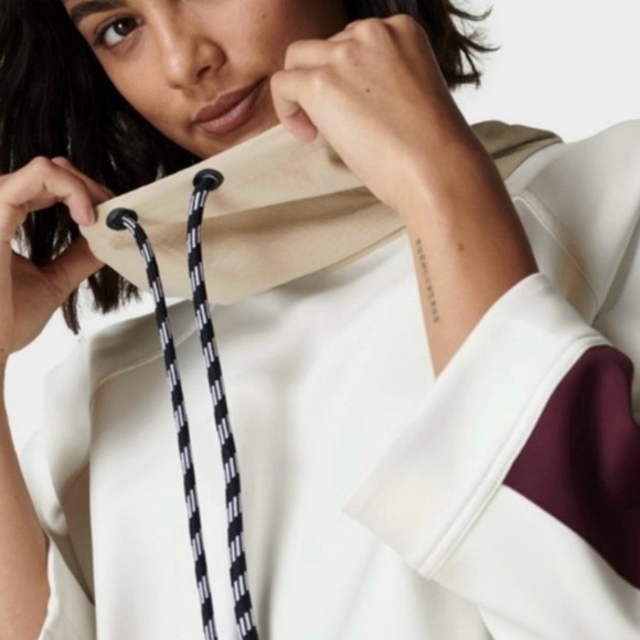 SWEATY BETTY Mix It Up Colorblock Sweatshirt Size XS Pocket 3/4 Sleeve Boxy Fit - Picture 3 of 11